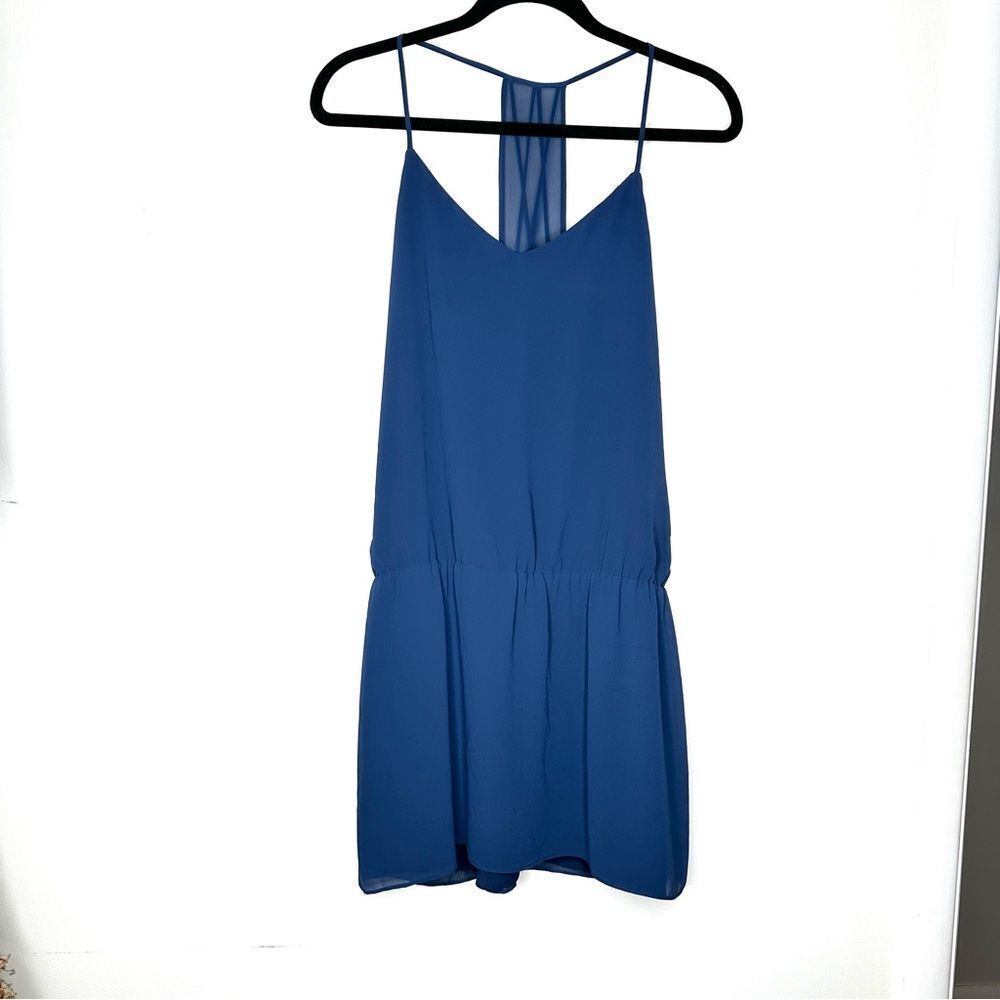 Haute Hippie Sleeveless Lined Navy Blue Spaghetti Strap Dress